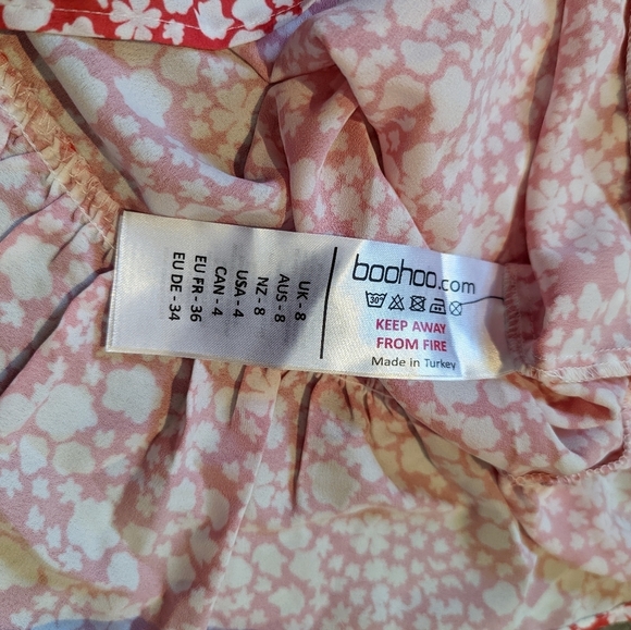 BOOHOO Womens dress size 4 *NEW Beach / picnic wear coral with floral - Picture 6 of 10